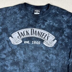 Vintage Jack Daniels Shirt Mens L Blue Tie Dye Whiskey Old No 7 Graphic Tee Y2K